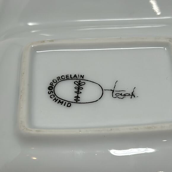 Vintage Legardo Tackett for Schmid  Blue 3 Section Divided Porcelain Relish Dish - Picture 10 of 13